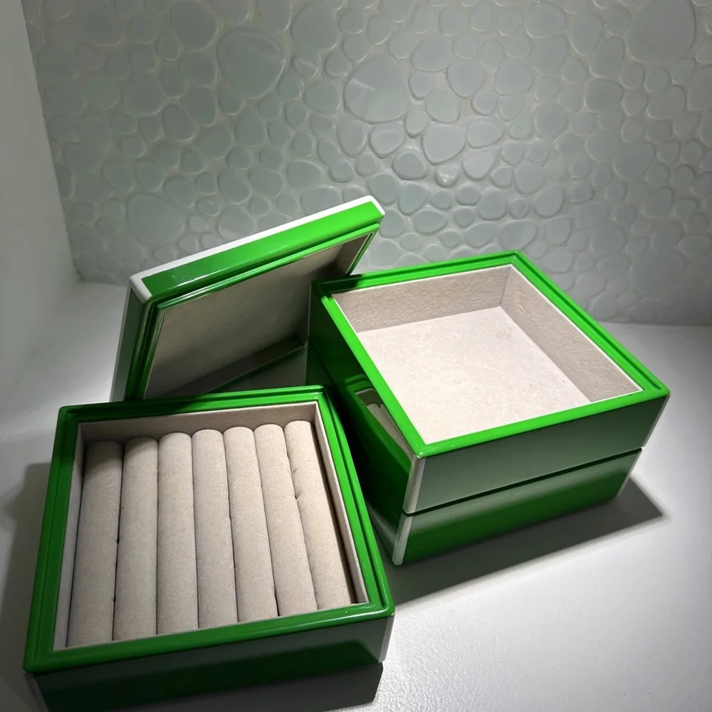 Green Jewelry Box with Velvet Interior